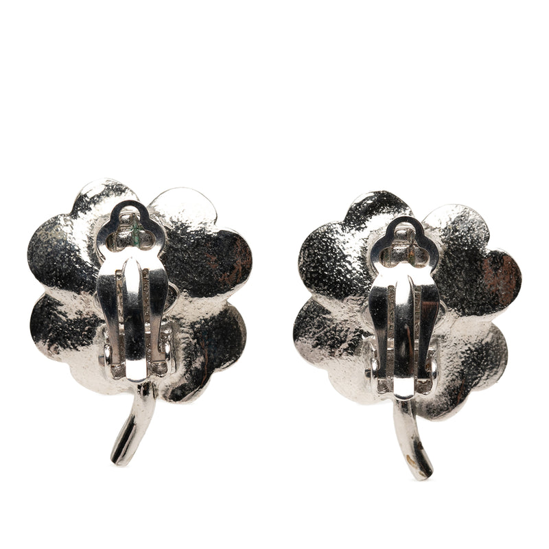 CC Brass Enamel and Strass Clover Clip On Earrings - Image 2