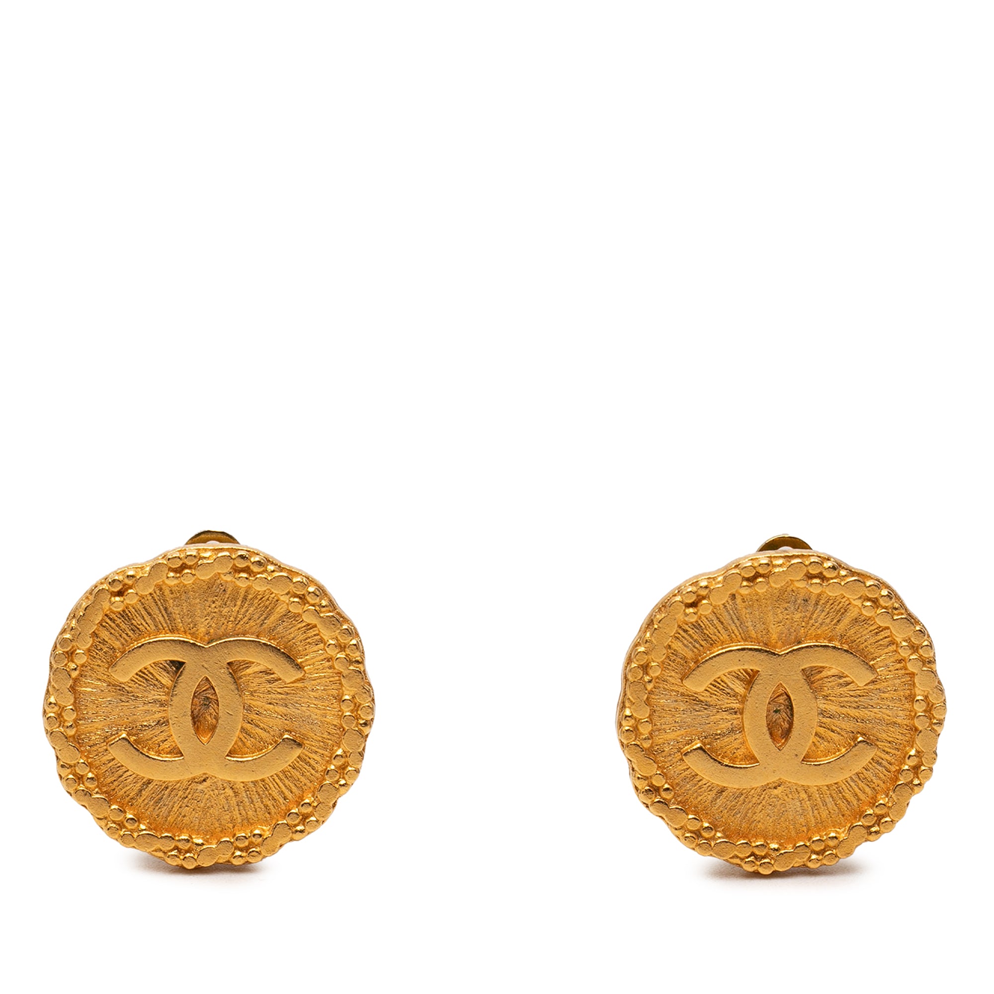 CC Gold Plated Round Clip On Earrings - Image 1
