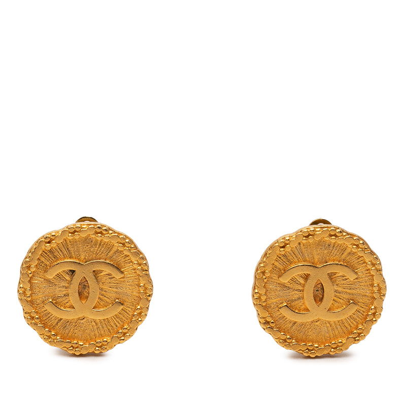 CC Gold Plated Round Clip On Earrings