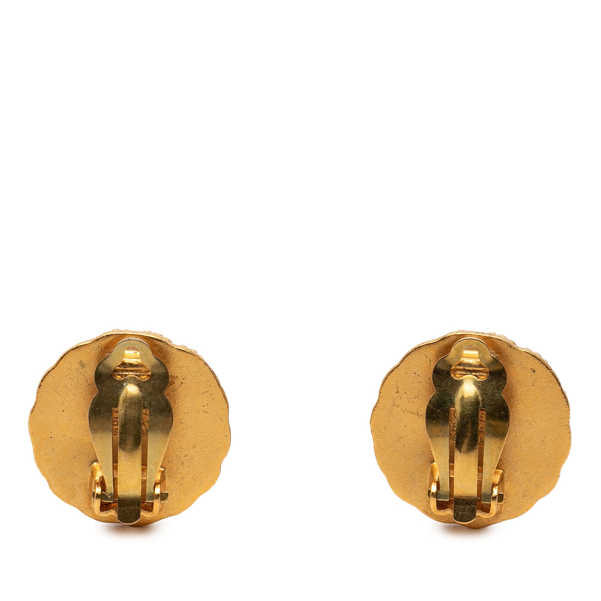 CC Gold Plated Round Clip On Earrings - Image 2