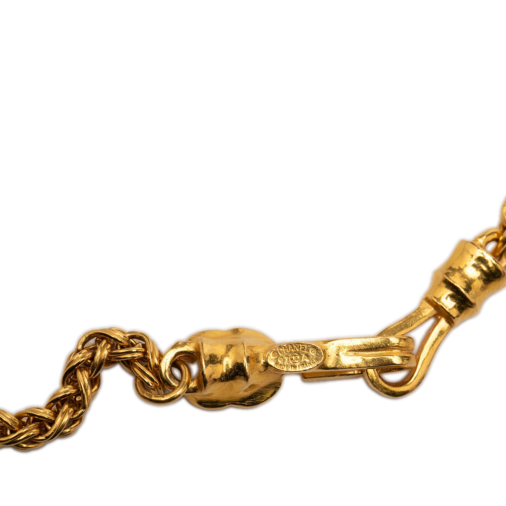 CC Gold Plated Stone Oval Pendant Necklace - Image 4