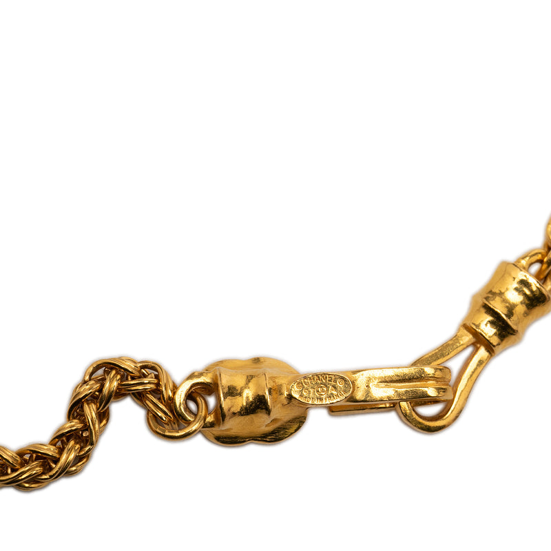 CC Gold Plated Stone Oval Pendant Necklace - Image 4