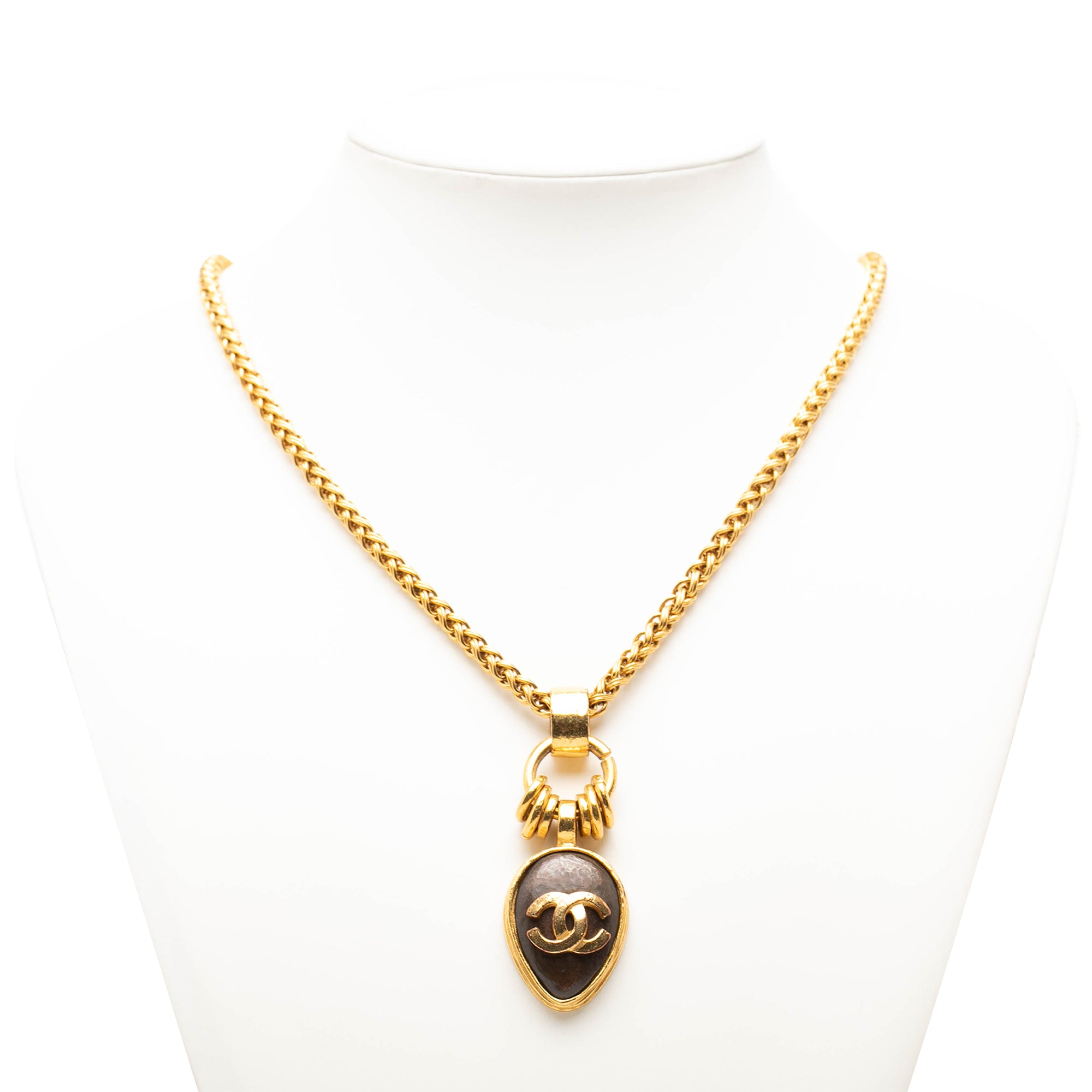 CC Gold Plated Stone Oval Pendant Necklace - Image 6