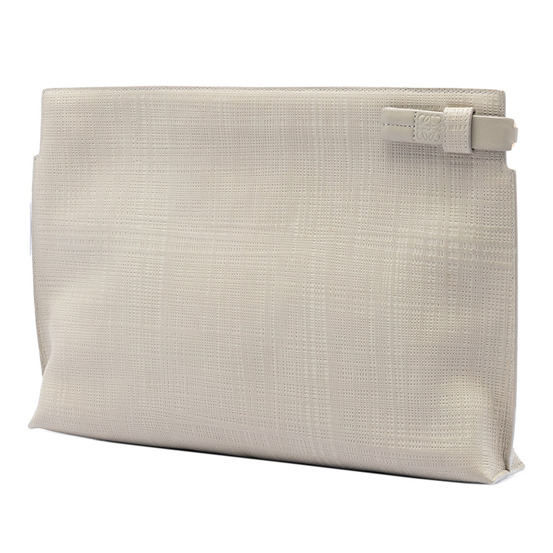 Large Linen Embossed Calfskin Anagram T Pouch - Image 2