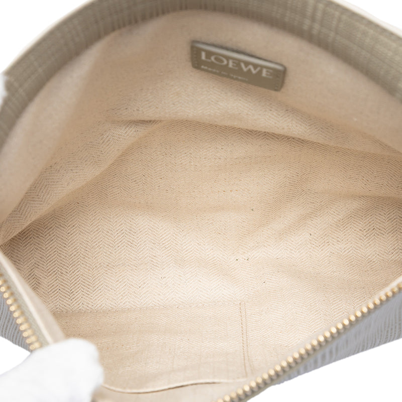 Large Linen Embossed Calfskin Anagram T Pouch - Image 4