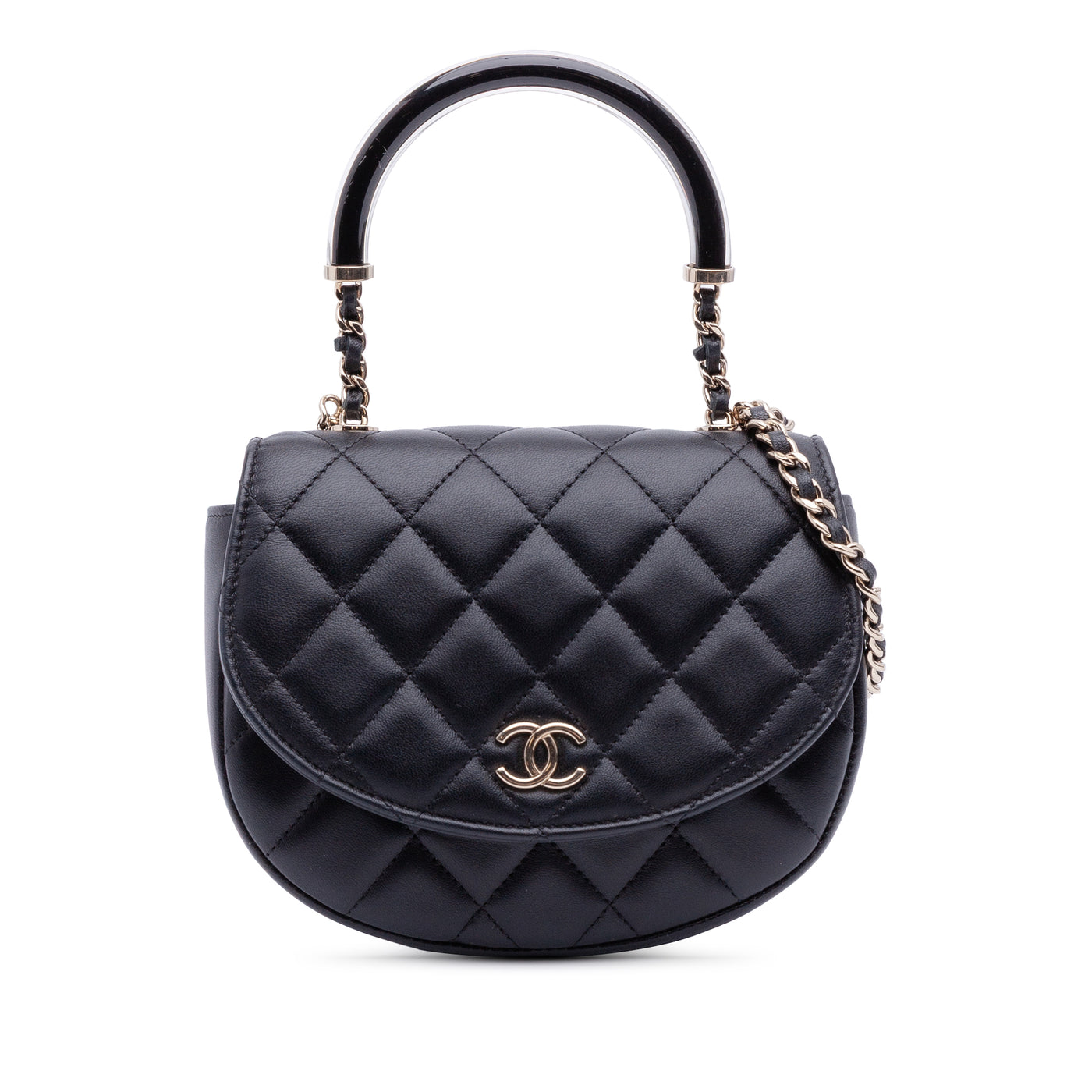 CC Quilted Lambskin Half Moon Top Handle Flap - Image 1