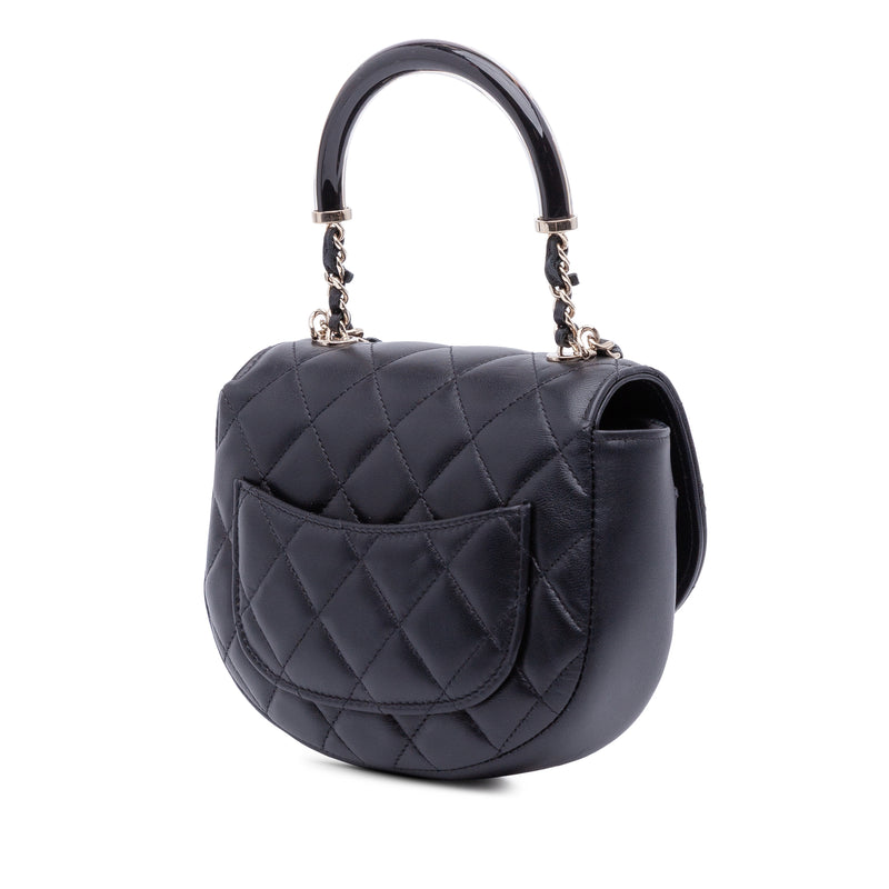 CC Quilted Lambskin Half Moon Top Handle Flap - Image 2