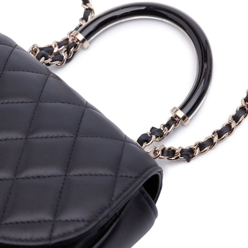 CC Quilted Lambskin Half Moon Top Handle Flap - Image 8