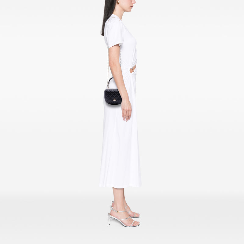 CC Quilted Lambskin Half Moon Top Handle Flap - Image 9