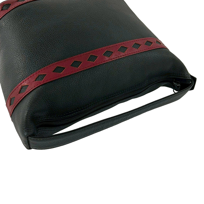 Leather Diamond Cut Handbag - Image 7