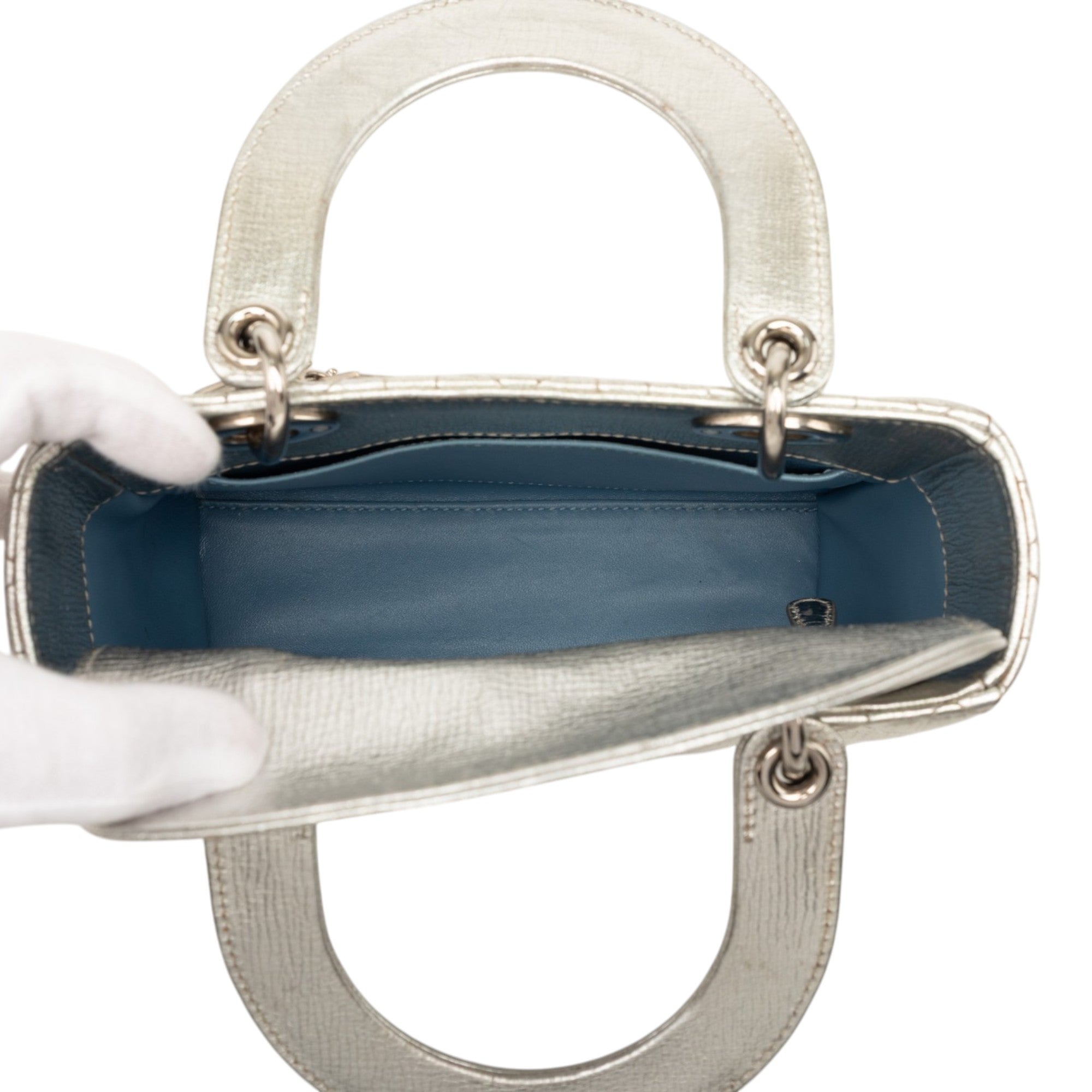 Small Metallic Grained Calfskin Cannage My ABCDior Lady Dior - Image 4