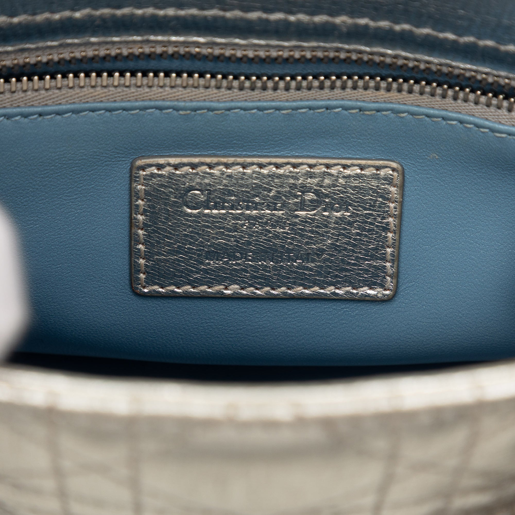 Small Metallic Grained Calfskin Cannage My ABCDior Lady Dior - Image 5