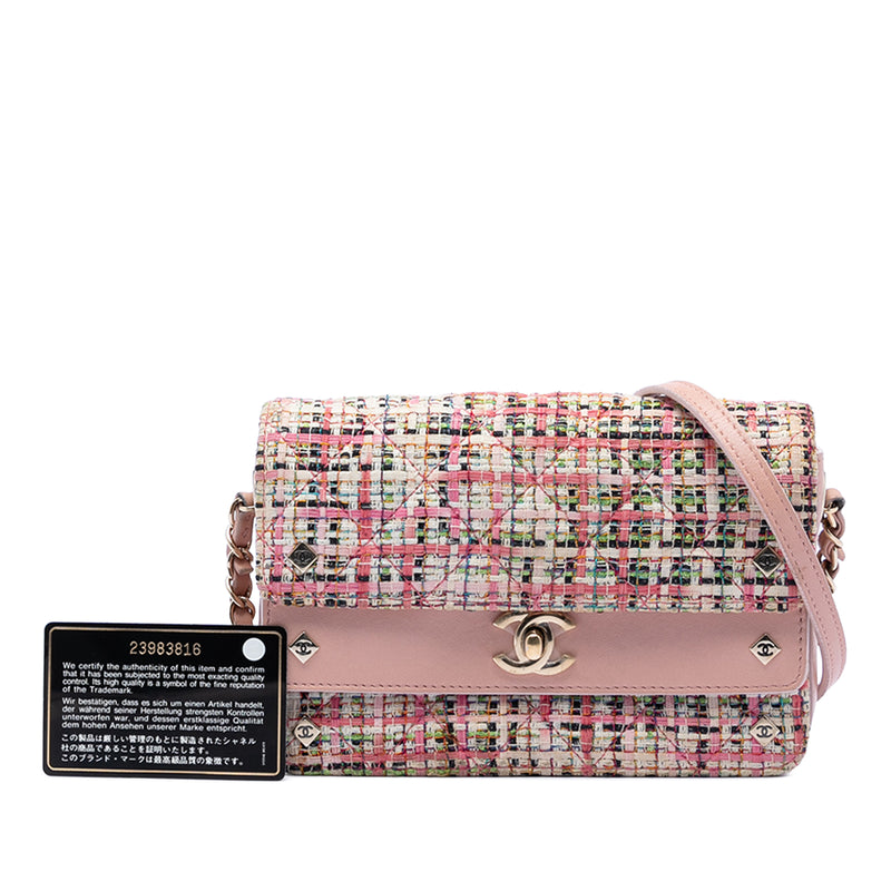 Small Tweed CC Stud Double Flap - Image 8