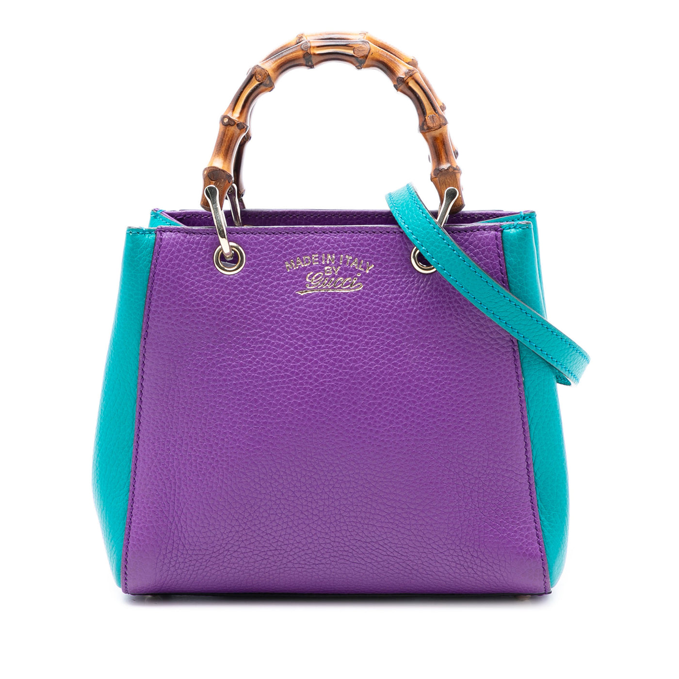 Mini Bicolor Calfskin Bamboo Shopper Satchel - Image 1