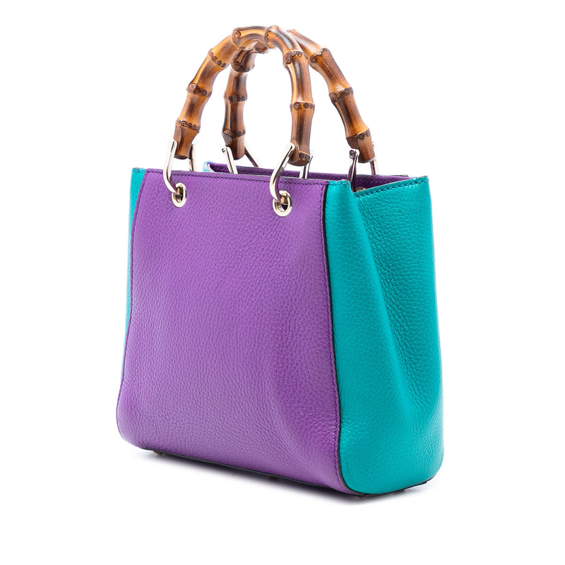 Mini Bicolor Calfskin Bamboo Shopper Satchel - Image 2