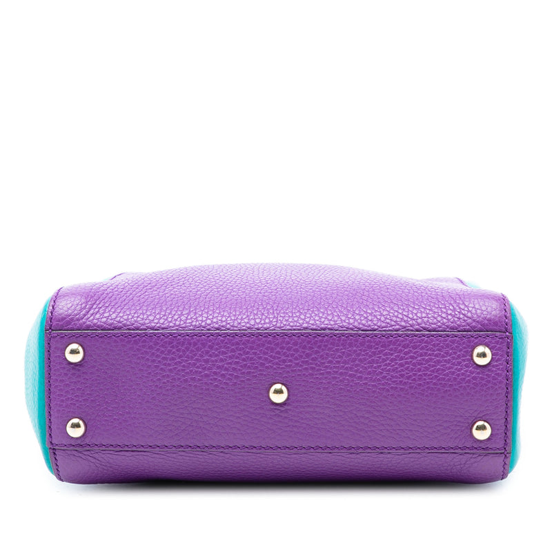 Mini Bicolor Calfskin Bamboo Shopper Satchel - Image 3
