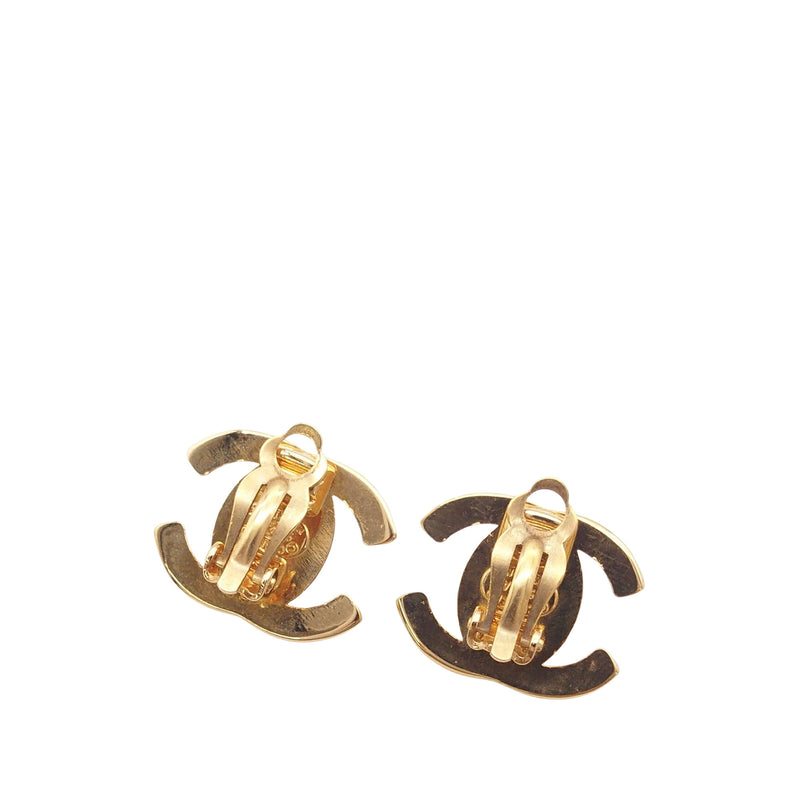 CC Gold Plated Turn Lock Clip on Earrings - Image 2