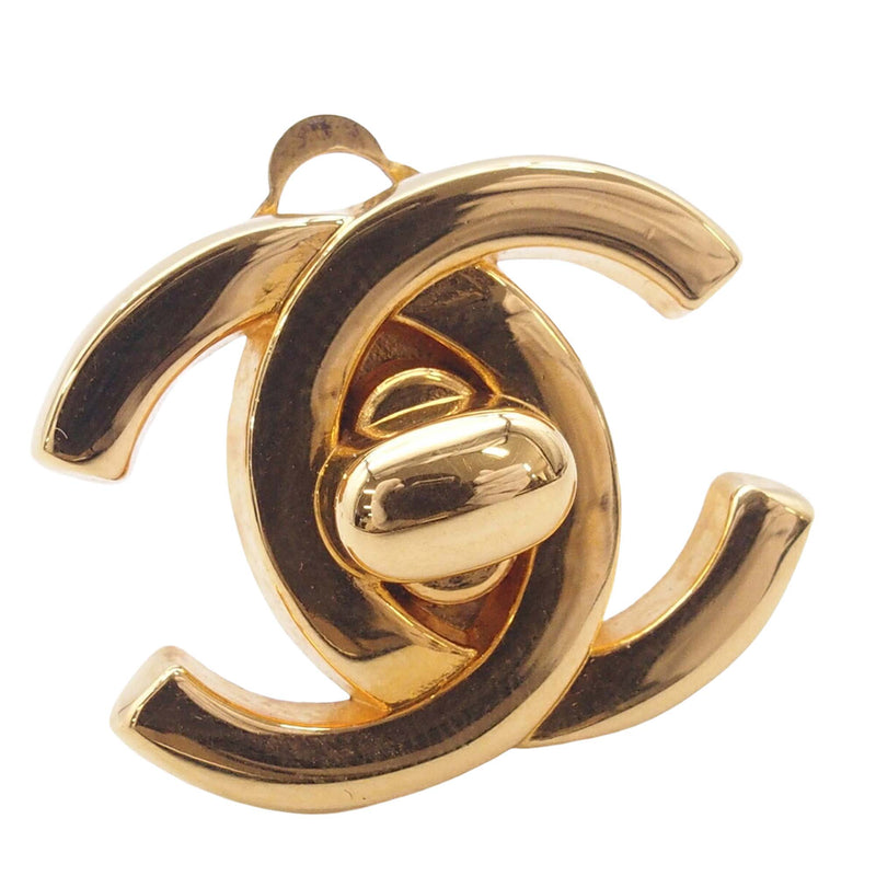 CC Gold Plated Turn Lock Clip on Earrings - Image 3