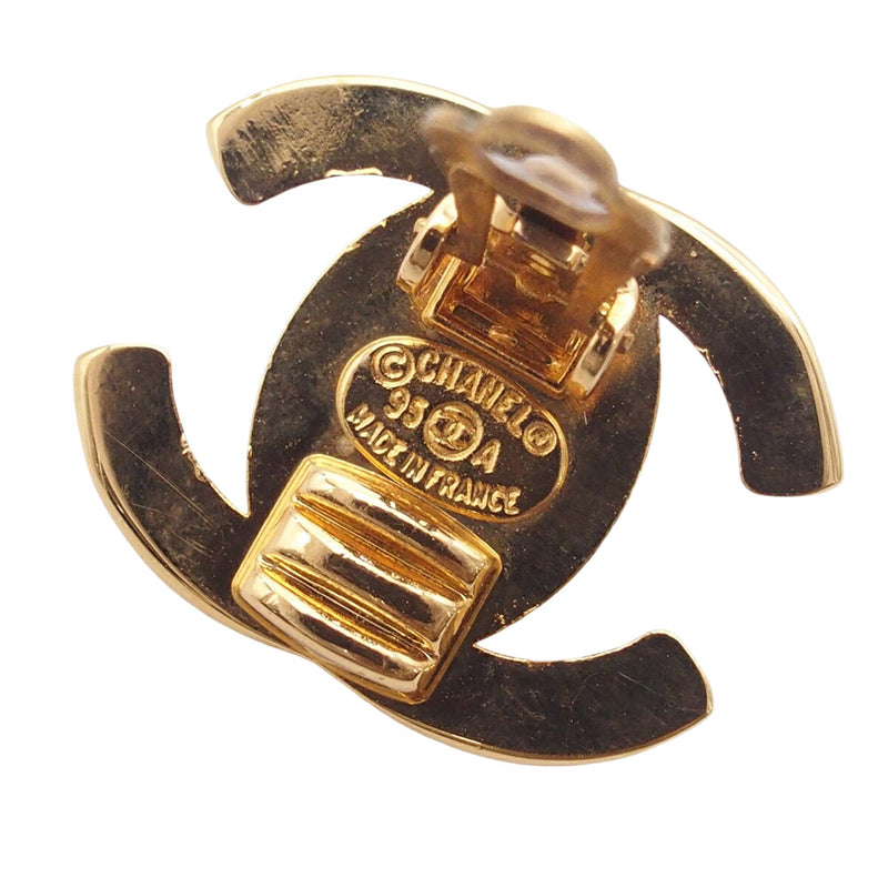 CC Gold Plated Turn Lock Clip on Earrings - Image 4