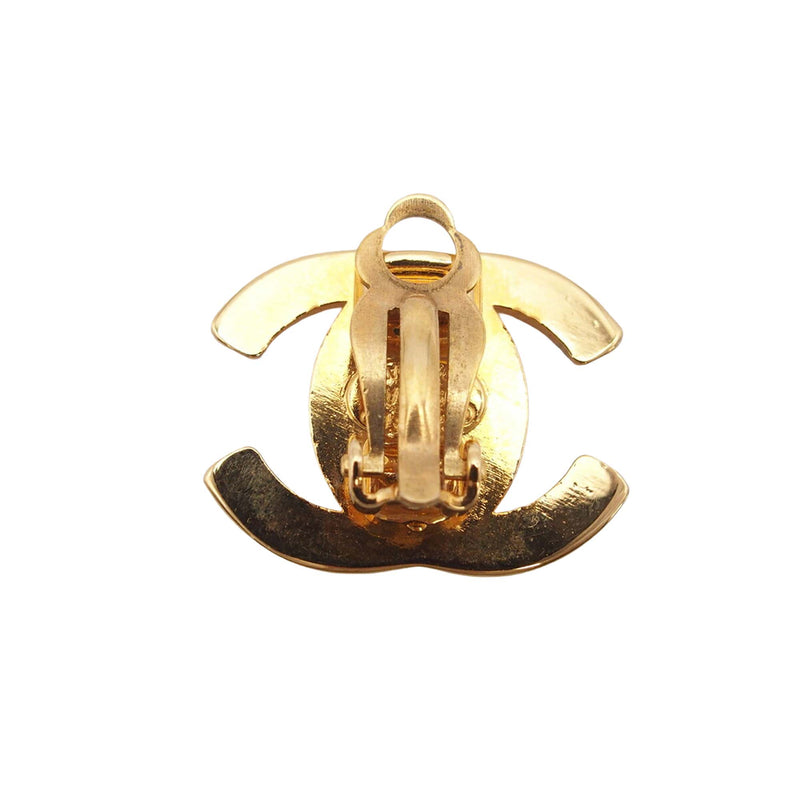 CC Gold Plated Turn Lock Clip on Earrings - Image 5