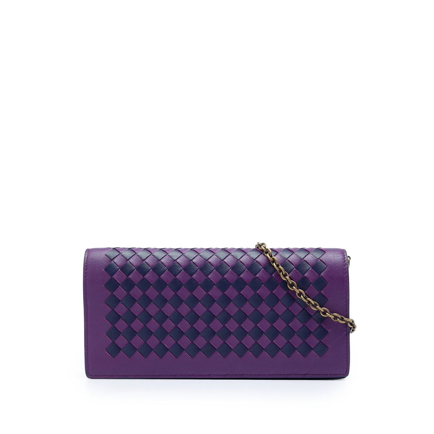 Bicolor Nappa Intrecciato Continental Wallet on Chain - Image 1