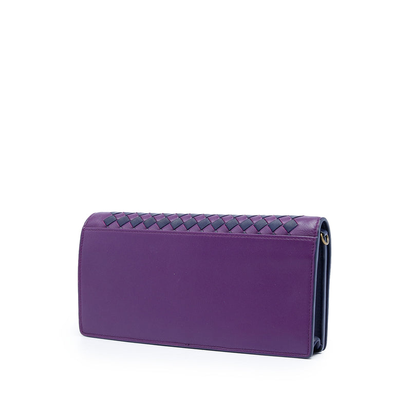 Bicolor Nappa Intrecciato Continental Wallet on Chain - Image 2