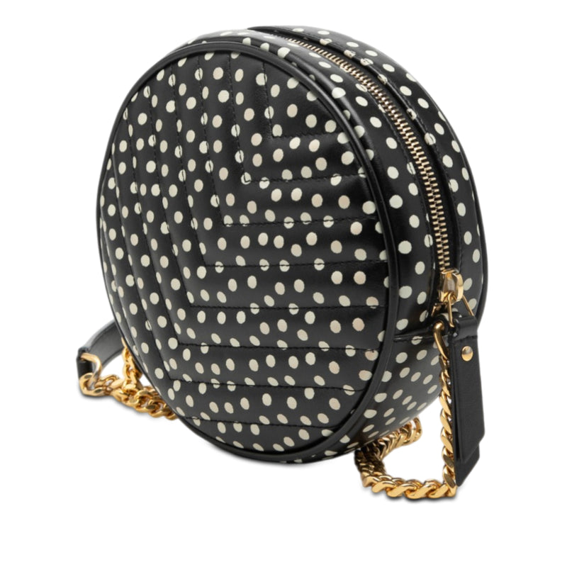 Chevron Calfskin Polka Dot Round Vinyle Camera Bag - Image 2