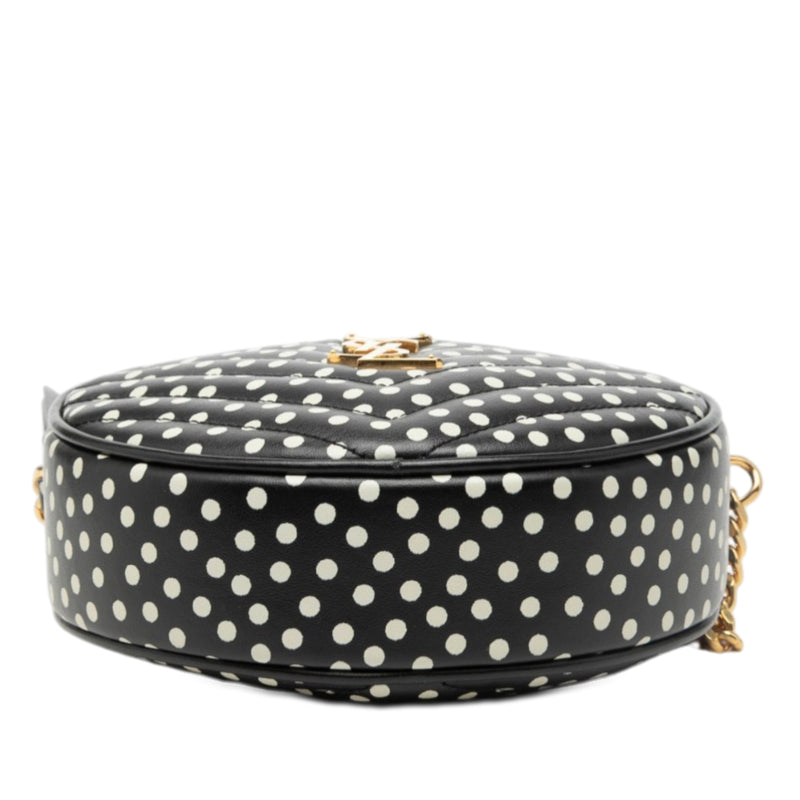 Chevron Calfskin Polka Dot Round Vinyle Camera Bag - Image 3