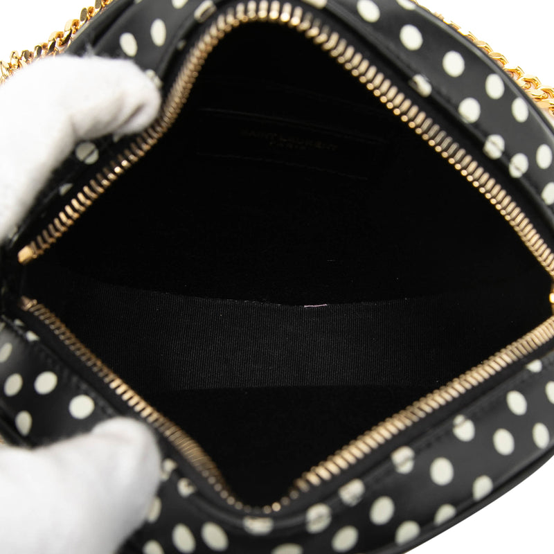 Chevron Calfskin Polka Dot Round Vinyle Camera Bag - Image 4