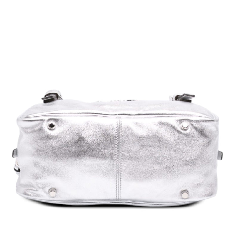 Metallic Leather Tag Bowling Bag - Image 3