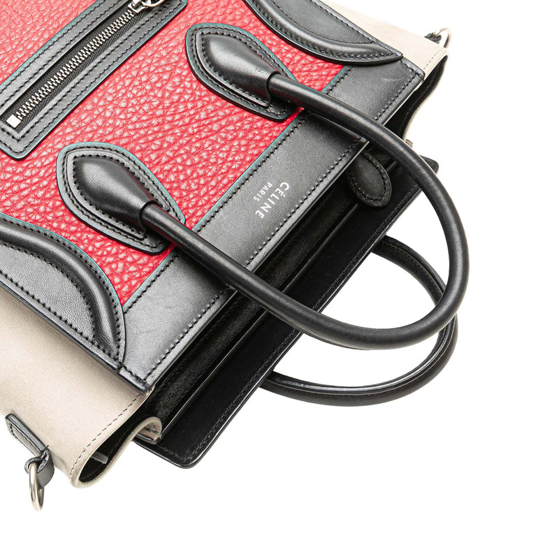 Nano Tricolor Nubuck and Calfskin Luggage Tote - Image 12