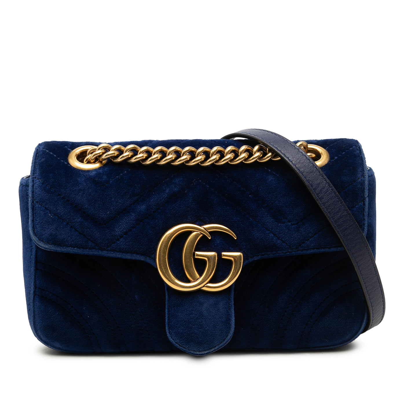 Small GG Marmont Matelasse Velvet Shoulder Bag - Image 1