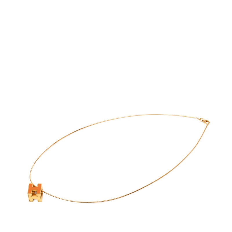 Gold Plated and Enamel Cage d H Pendant Necklace
