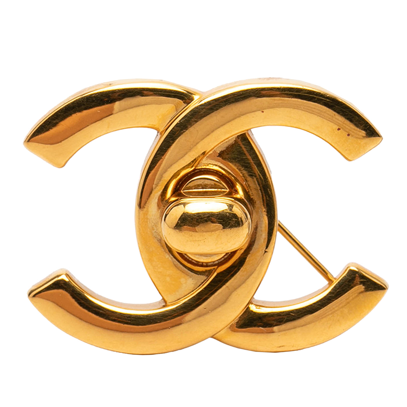 Gold Plated CC Turn-Lock Brooch - Image 1