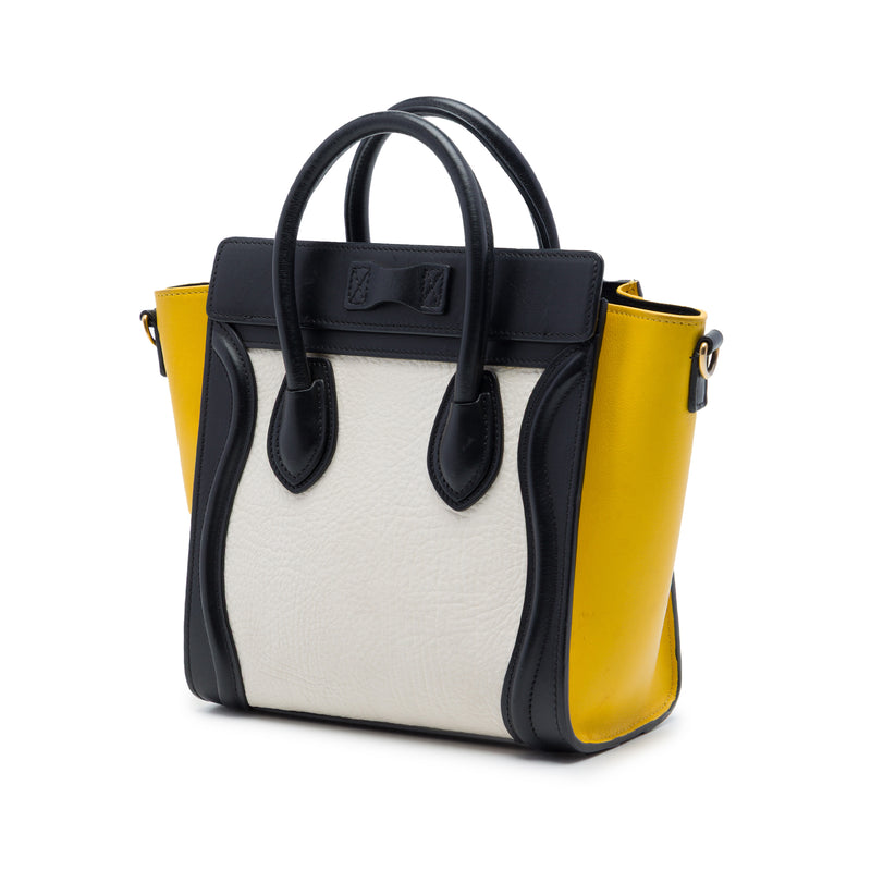 Nano Tricolor Nubuck and Drummed Calfskin Luggage Tote - Image 2