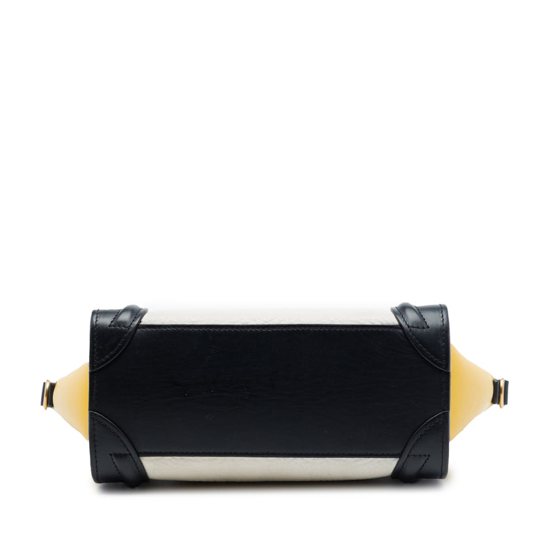 Nano Tricolor Nubuck and Drummed Calfskin Luggage Tote - Image 3