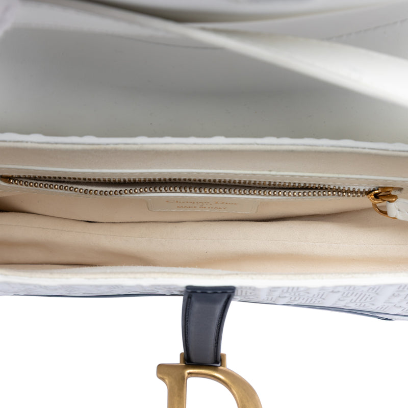 Perforated Oblique Embossed Calfskin Saddle Bag - Image 4
