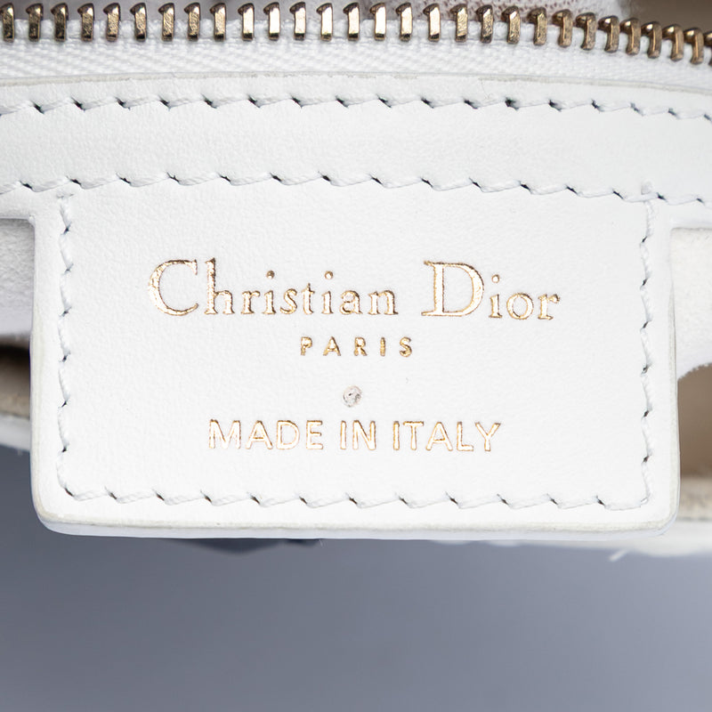 Perforated Oblique Embossed Calfskin Saddle Bag - Image 5