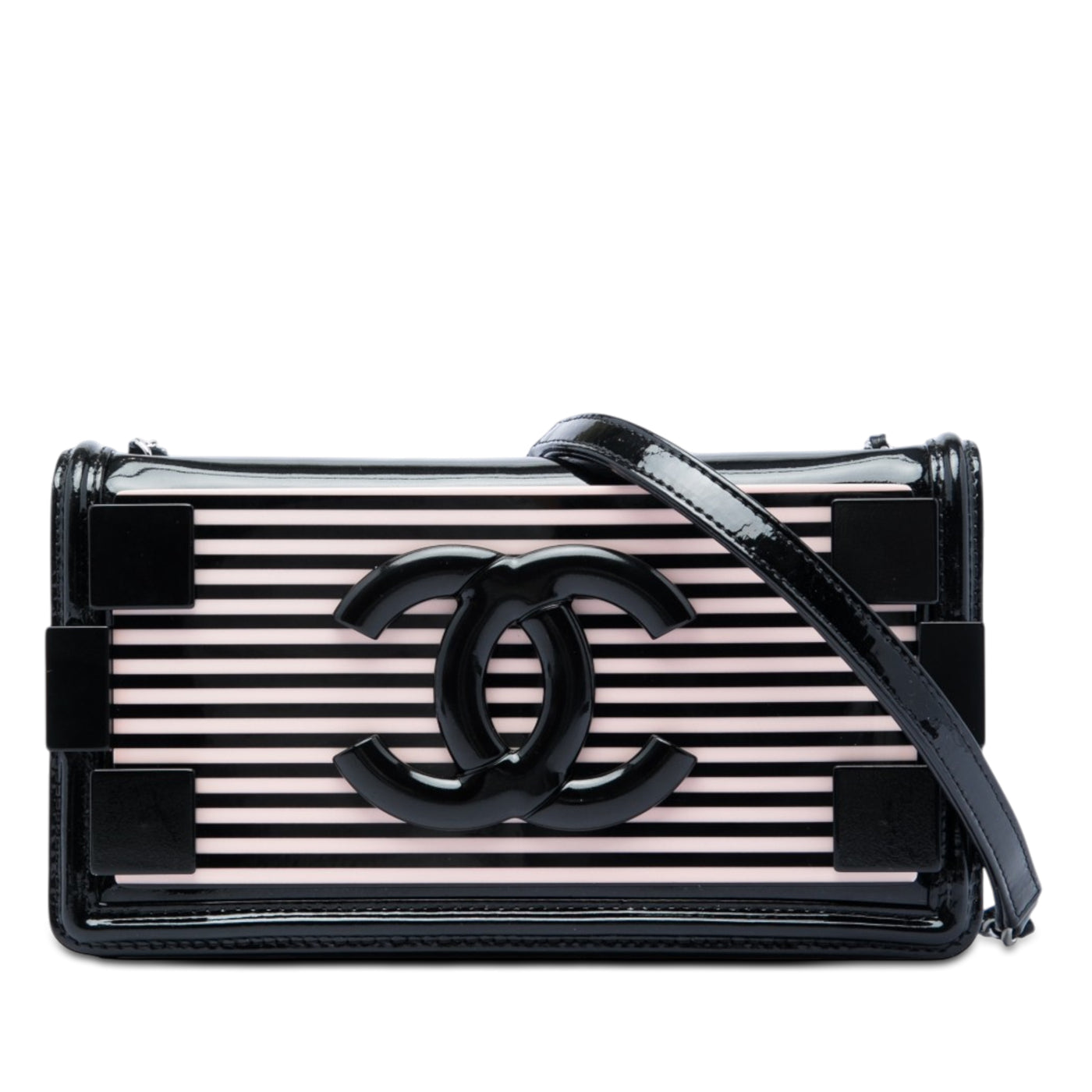 Patent and Acrylic Striped Boy Brick Horizontal Flap - Image 1