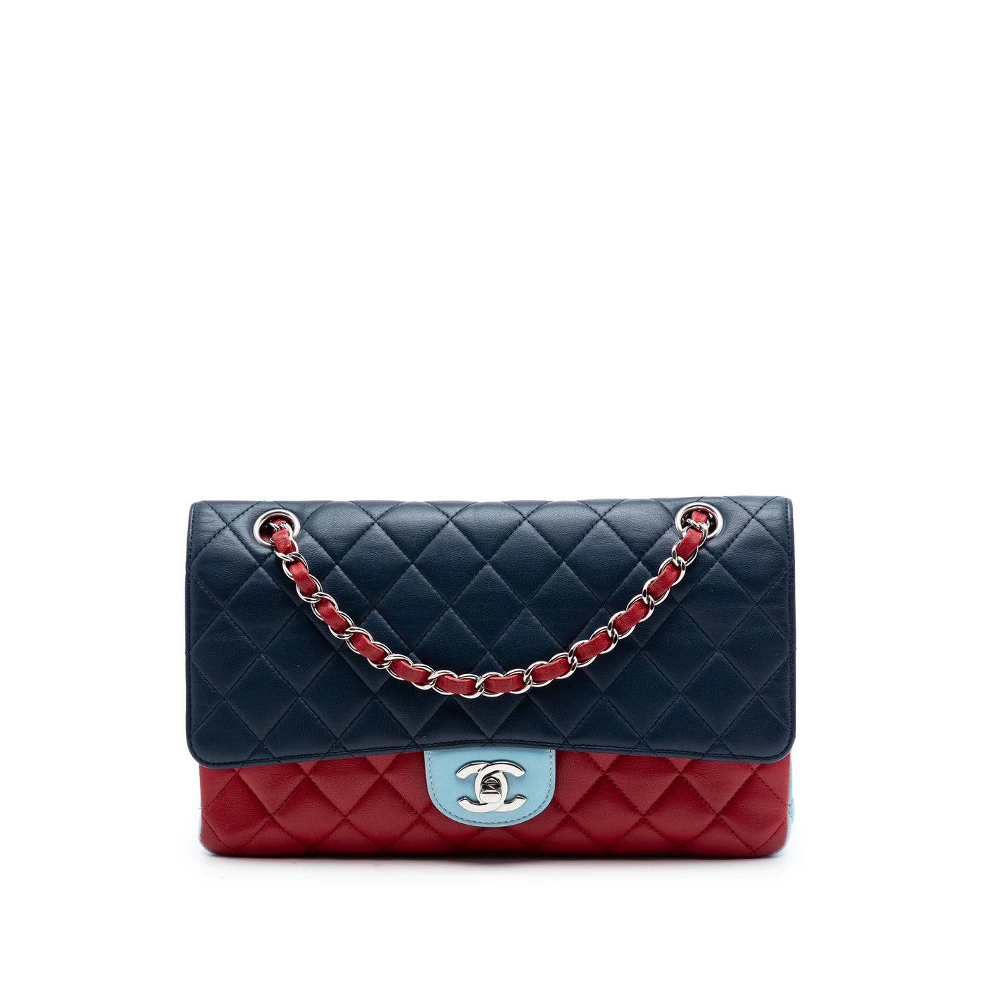 Medium Classic Tricolor Lambskin Double Flap - Image 1