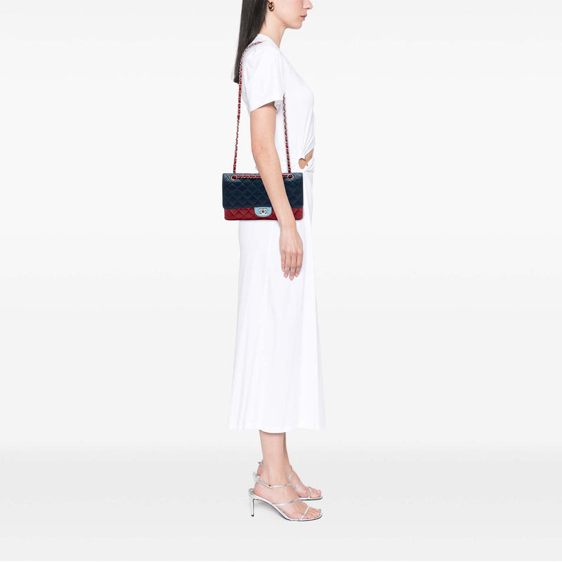 Medium Classic Tricolor Lambskin Double Flap - Image 6