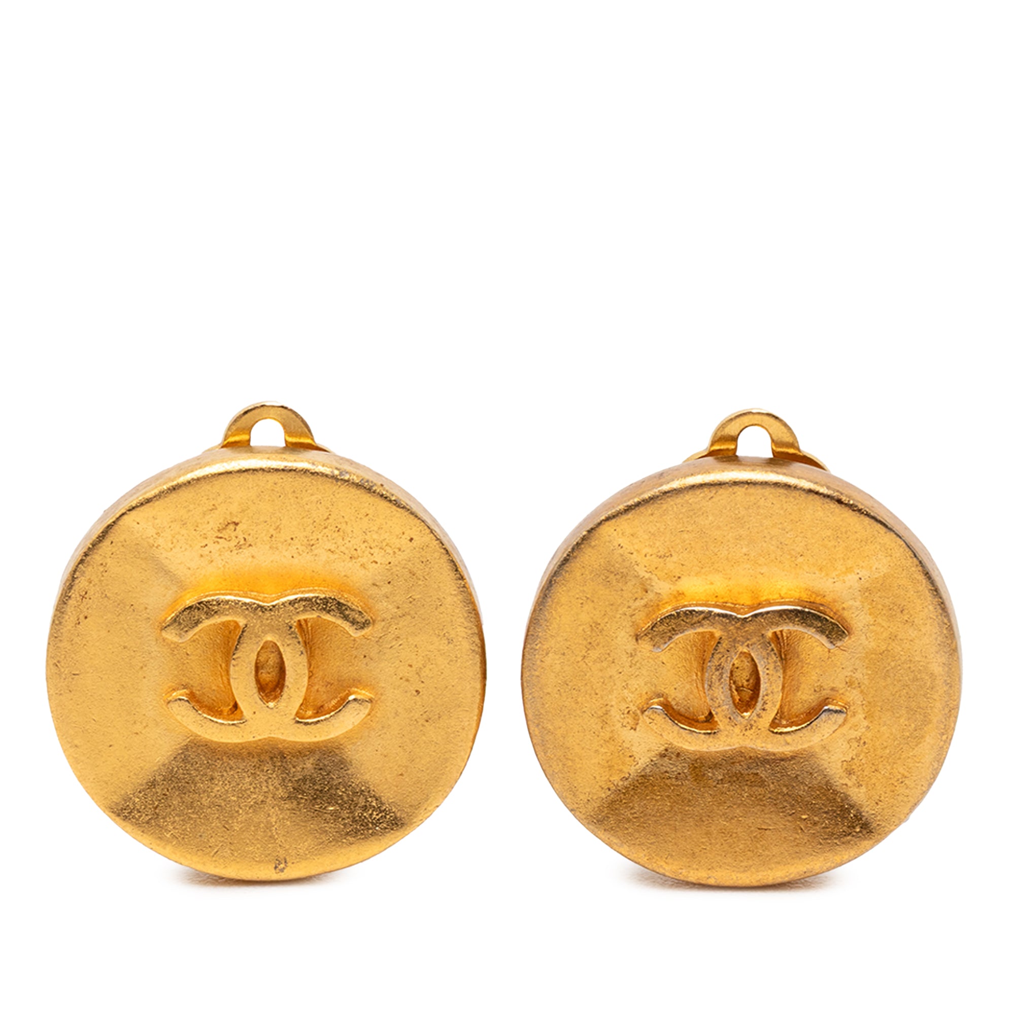 Gold Plated CC Round Clip On Earrings - Image 1