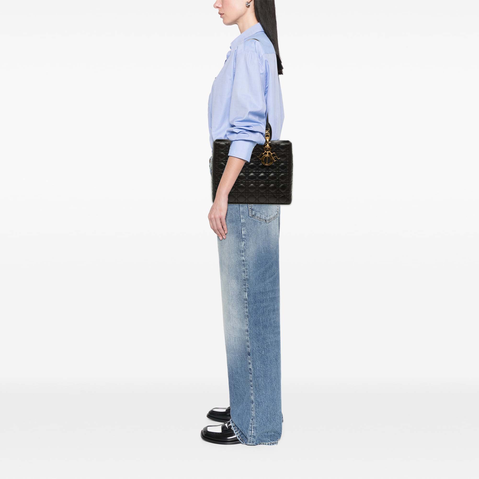 Large Lambskin Cannage Lady Dior - Image 6