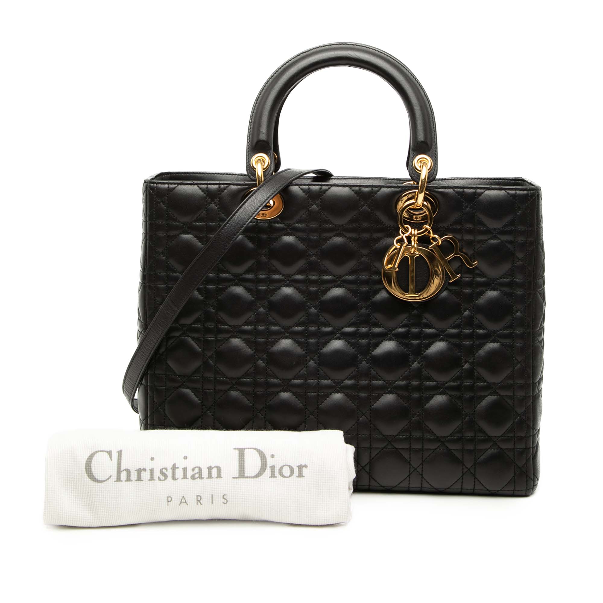 Large Lambskin Cannage Lady Dior - Image 7