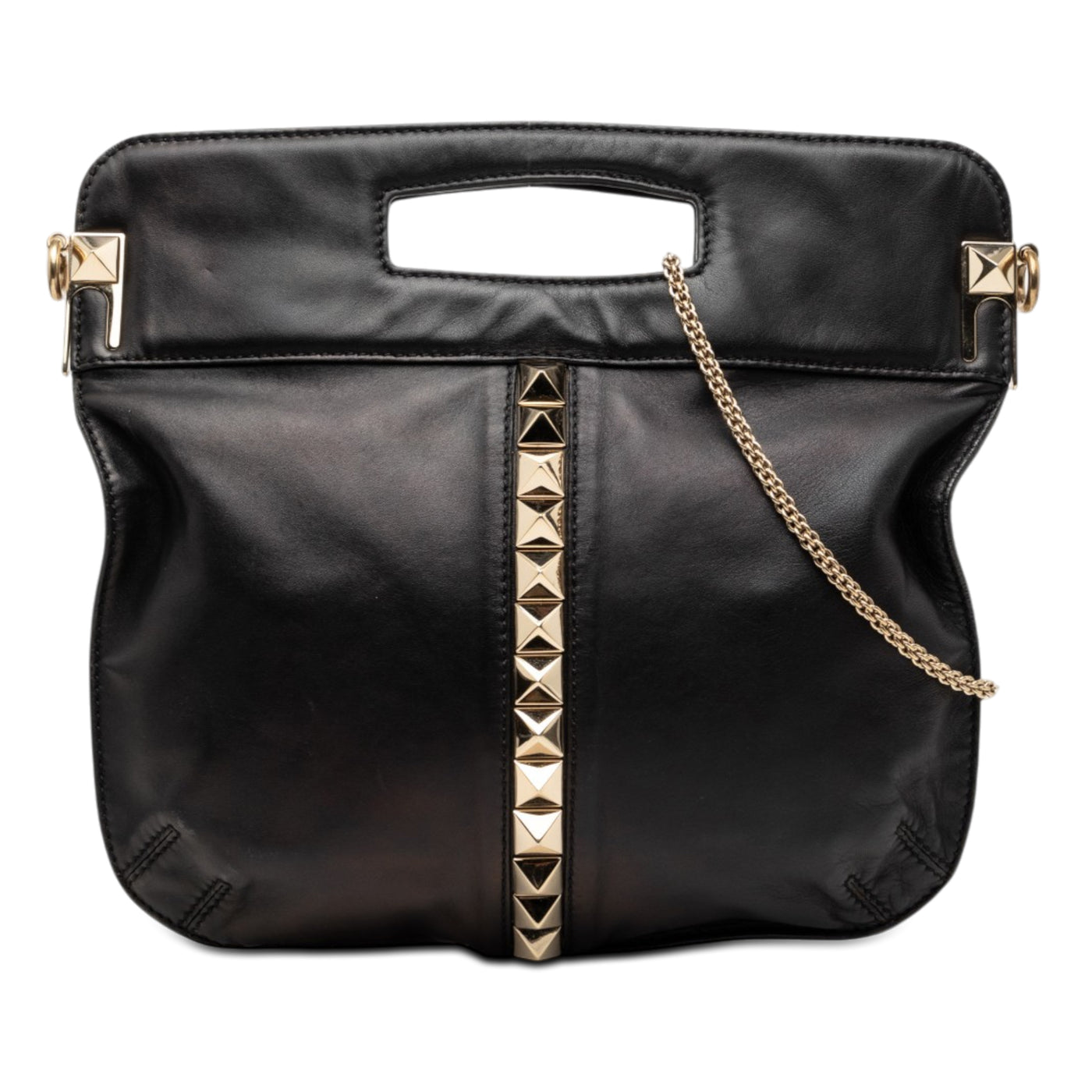 Smooth Calfskin Rockstud Cut Out Handle Satchel - Image 1