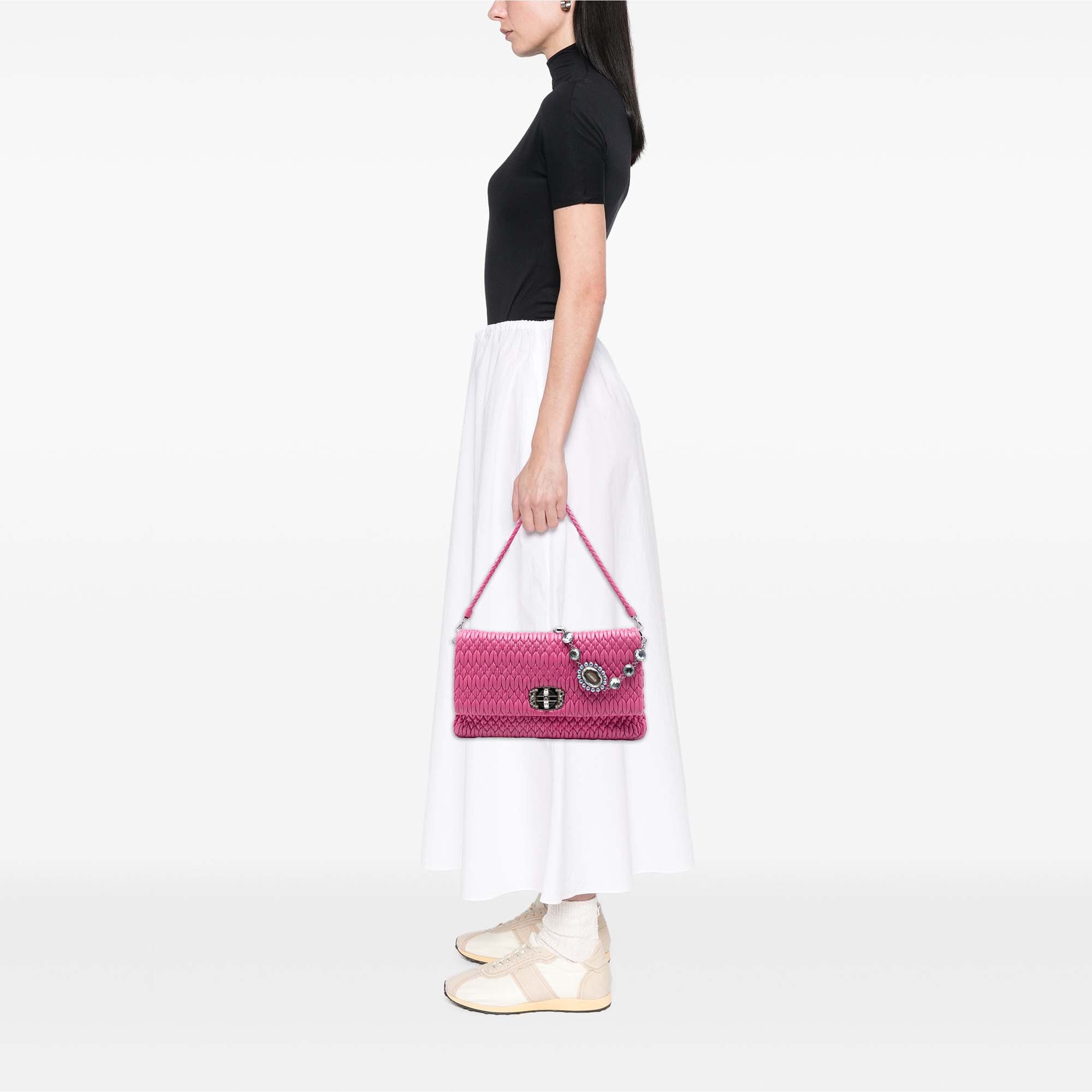 Matelasse Nappa Crystal Chain Satchel - Image 6