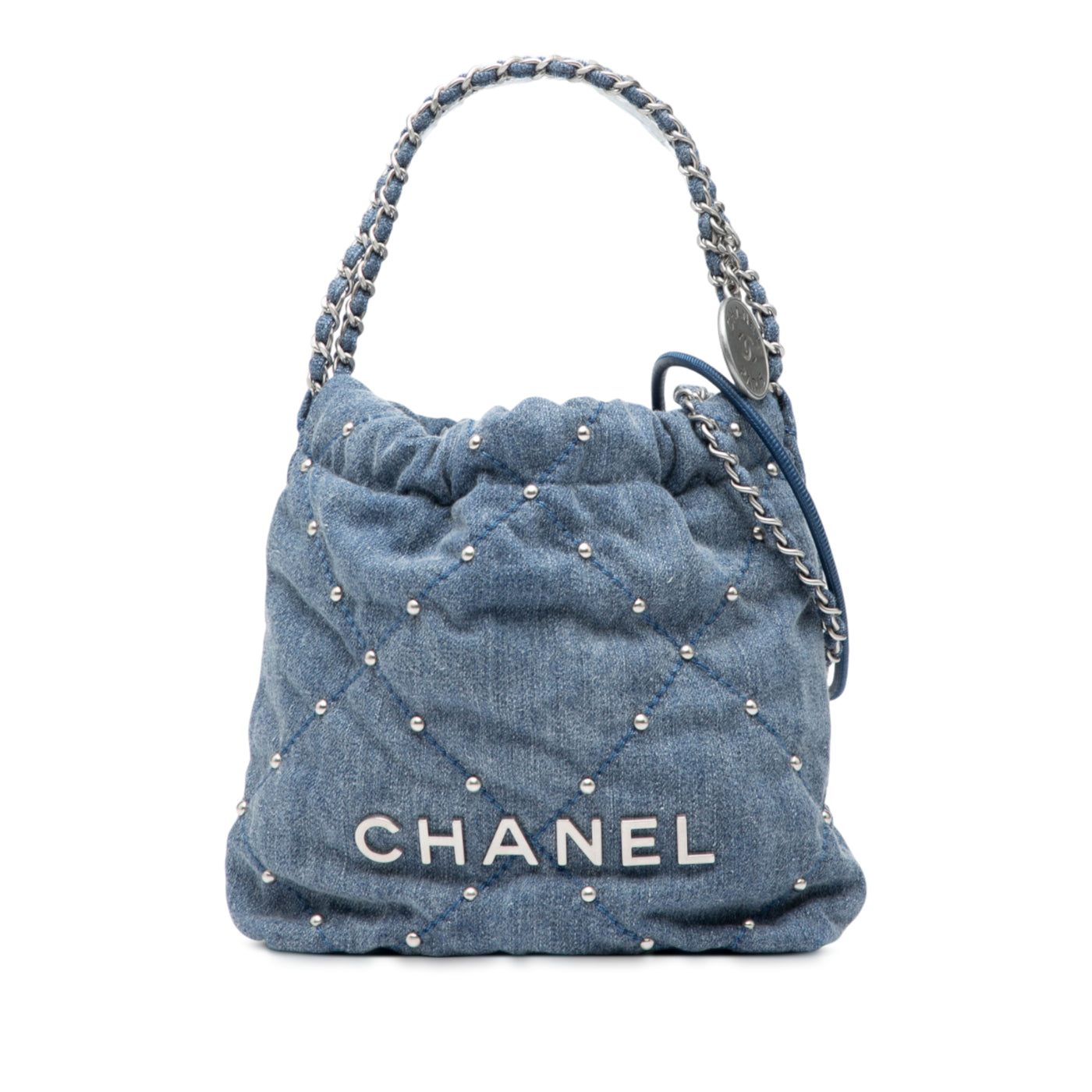 Mini Denim Studded 22 Handbag - Image 1