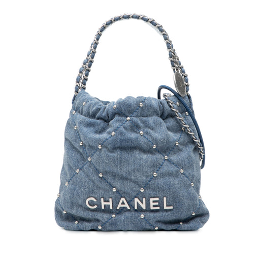 Mini Denim Studded 22 Handbag - Image 1
