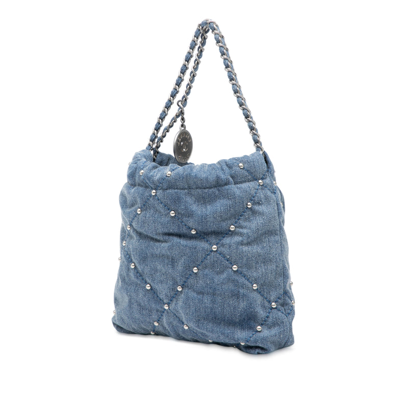 Mini Denim Studded 22 Handbag - Image 2
