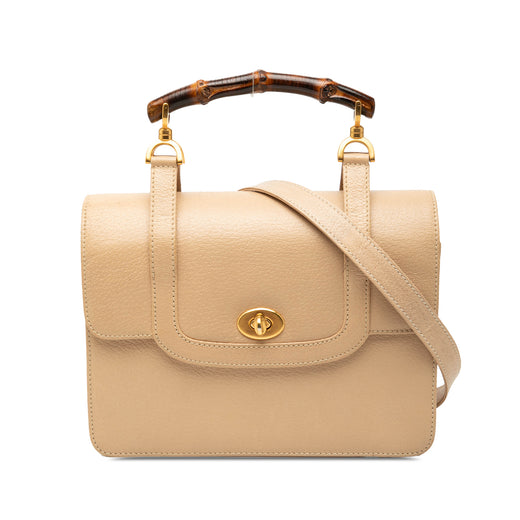 Calfskin Turnlock Bamboo Top Handle Bag - Image 1